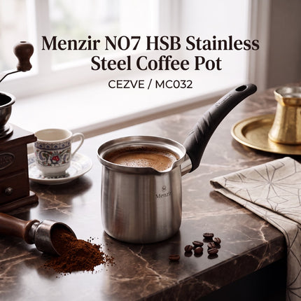Menzir No7 HSB Kaffeekocher Edelstahl Cezve groß