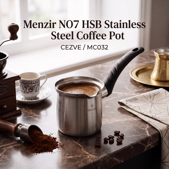 Menzir No7 HSB Kaffeekocher Edelstahl Cezve groß