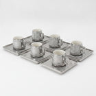 Kaffeetassen Set 6-teilig Porzellan Silber, Abkya M6 Kaffeeservice