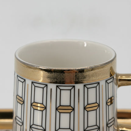 Kaffeetassen Set Porzellan, Gold Schwarz Weiß, Ahnaya M3 Tassenset