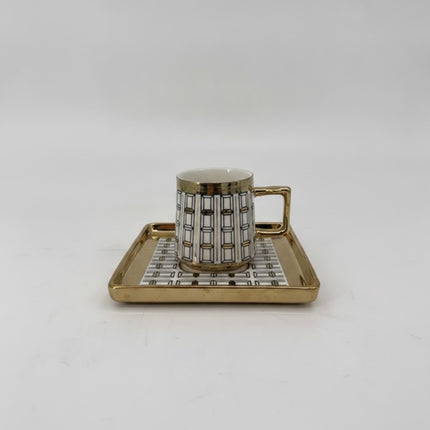 Kaffeetassen Set Porzellan, Gold Schwarz Weiß, Ahnaya M3 Tassenset