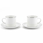 Kaffeetassen Set Porzellan Weiß mit Silberrand, elkhaya M2, Kaffee & Espresso