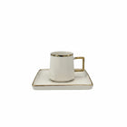 Espressotasse mit Untertasse, Goldrand, Keramik Weiss, 2-teiliges Set