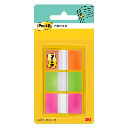 Post-it® Index Haftstreifen, Standard, Orange, Rosa und Grün, 25.4 mm x 43.2 mm, 60 Haftstreifen/Spender, 1 Spender/Packung | 1 Stück