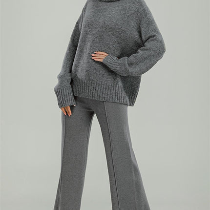 Wool Blanket Jumper Top With High Neck In Grey