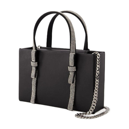 Bow Midi Handtasche - Kara - Leder - Schwarz