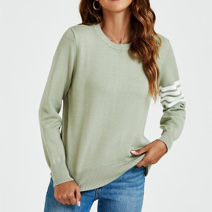 Stripe Pattern Jumper Top In Olive