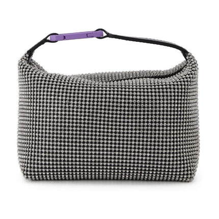 Tasche Moonbag aus schwarzem Leder und Kristallen