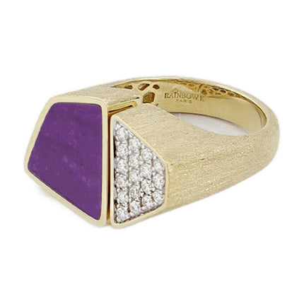 Ring Esteve aus 9 Karat Gold, Amethyst und Diamanten