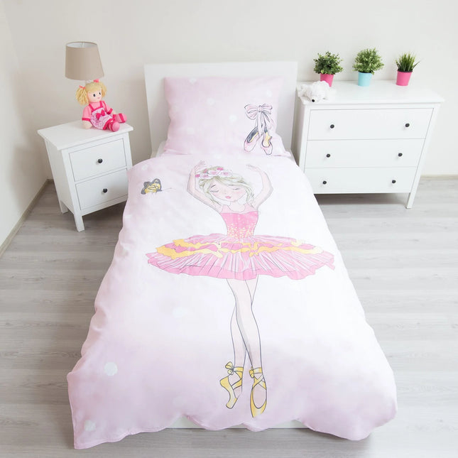Ballerina Bettwäsche Mädchen - 140x200 cm Kissen und Decke