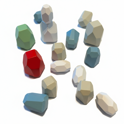 16 farbige Holz Stapelsteine - Kinder Balanciersteine für motorische Entwicklung