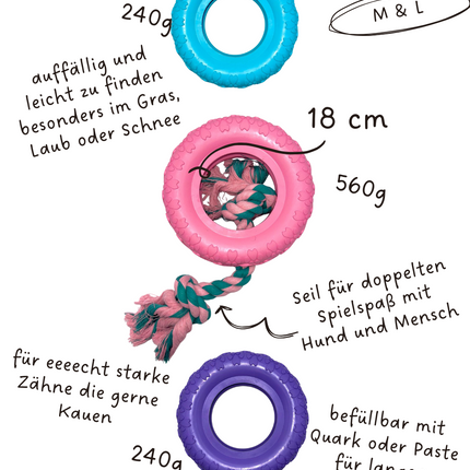 Riolino Robuster Hundespielzeug-Kauring für starke Kauer Velvet