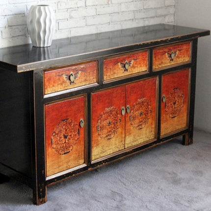 Vintage Asia Orientalische Kommode Sideboard Schrank "Fire" - Art. 34372-2