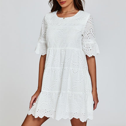 Lace Mini Dress In White