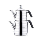 Korkmaz Mina Maxi Teekannen-Set, 1,1 l + 2,0 l, 18/10 Edelstahl, Silber