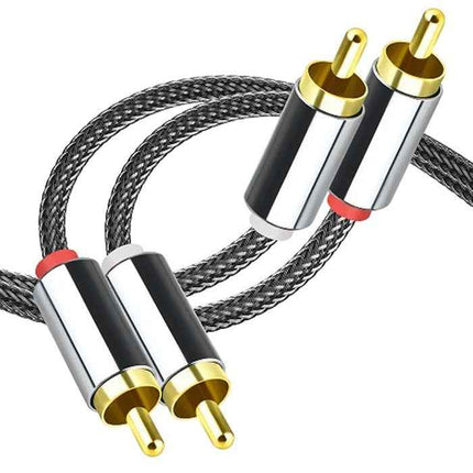 Premium Cinch Kabel Audio AUX 2 Stecker RCA Stereo HiFi Vergoldet Nylon oder TPE