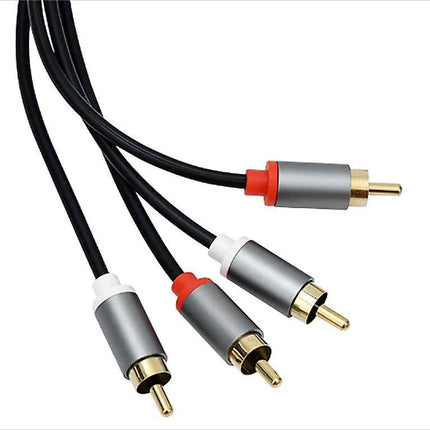Premium Cinch Kabel Audio AUX 2 Stecker RCA Stereo HiFi Vergoldet Nylon oder TPE