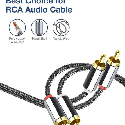 Premium Cinch Kabel Audio AUX 2 Stecker RCA Stereo HiFi Vergoldet Nylon oder TPE