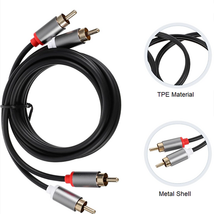 Premium Cinch Kabel Audio AUX 2 Stecker RCA Stereo HiFi Vergoldet Nylon oder TPE