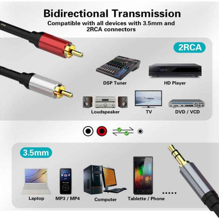 Premium Aux zu Cinch Kabel 3,5mm Klinke Audio 2x Cinch RCA Stecker auf Klinke