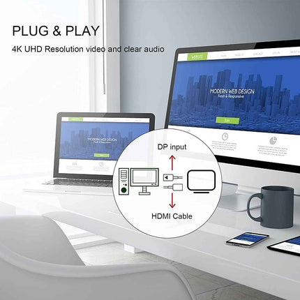 DP zu HDMI Adapter Kabel DP auf HDMI DisplayPort Stecker auf HDMI Buchse 4Kx2K