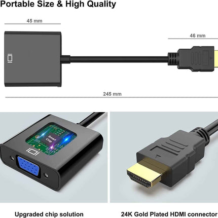 HDMI auf VGA Adapter D-Sub 15-polig Konverter Full HD 1080p VGA Buchse
