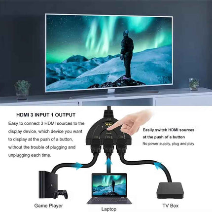 3-in-1-out HDMI Switch Adapter Umschalter 3in1 Ultra HD 4K oder Full HD 1080p