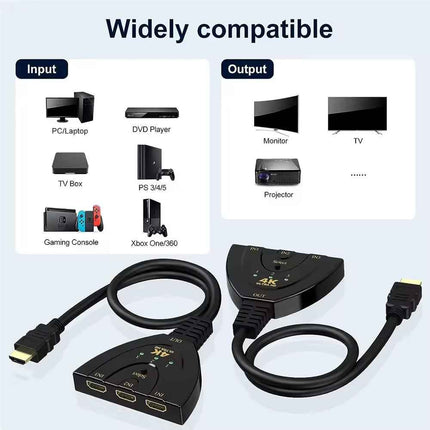 3-in-1-out HDMI Switch Adapter Umschalter 3in1 Ultra HD 4K oder Full HD 1080p