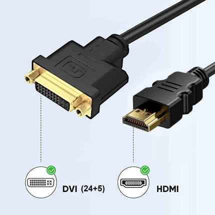 Bidirektionales HDMI zu DVI Adapter Kabel DVI-I Buchse auf HDMI Stecker 1080p