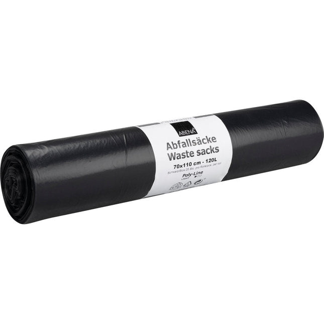 Abfallsäcke 120 L, 700x1100mm, 34 my LDPE, Schwarz    | Rolle (25 Beutel)