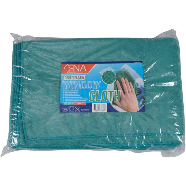 Mikrofasertuch ENA Platin Fenstertuch, 40x50 cm, Grün    | Packung (10 Stück)