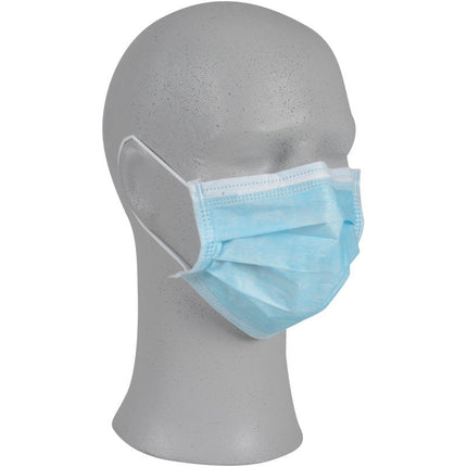 Mundschutz mit Gummiband, 95x180 mm, 3-lagig, Blau, IIR    | Packung (50 Stück)