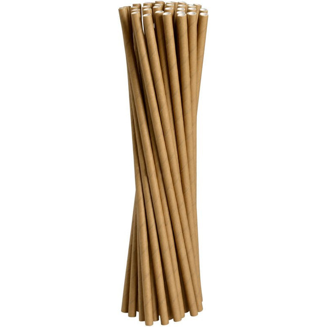 Trinkhalme Papier, Braun, 19,5 cm, ø 6 mm   | Packung (250 Stück)