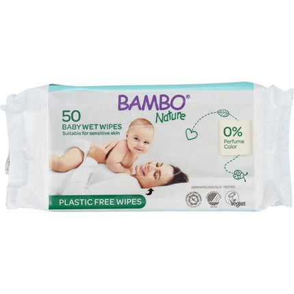 Bambo Nature, Feuchpflegetücher, 100% Viskose   | Packung (50 Stück)