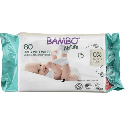 Bambo Nature, Feuchtpflegetücher m. Klebeverschluss, 15x20cm   | Packung (80 Stück)