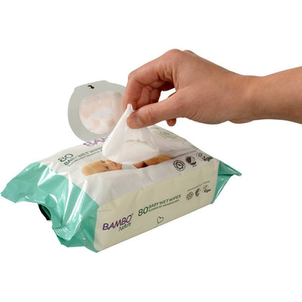 Bambo Nature, Feuchtpflegetücher m. Klebeverschluss, 15x20cm   | Packung (80 Stück)