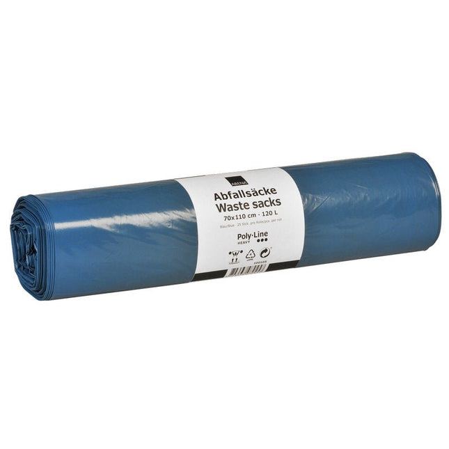 Abfallsäcke 120 L, 700x1100 mm, 50 my LLDPE, Blau    | Rolle (15 Beutel)