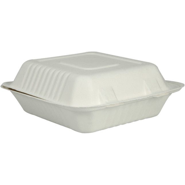 MenüBox, Bagasse, weiß, 22,3x20,1x7,7 cm   | Packung (50 Stück)