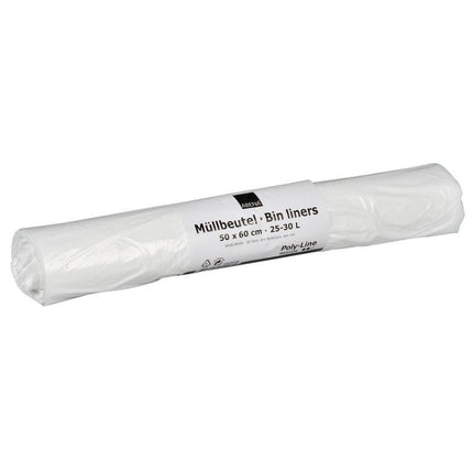 Müllbeutel 25-30 L, 500x600 mm, 12,5 my LDPE Weiß    | Rolle (50 Beutel)
