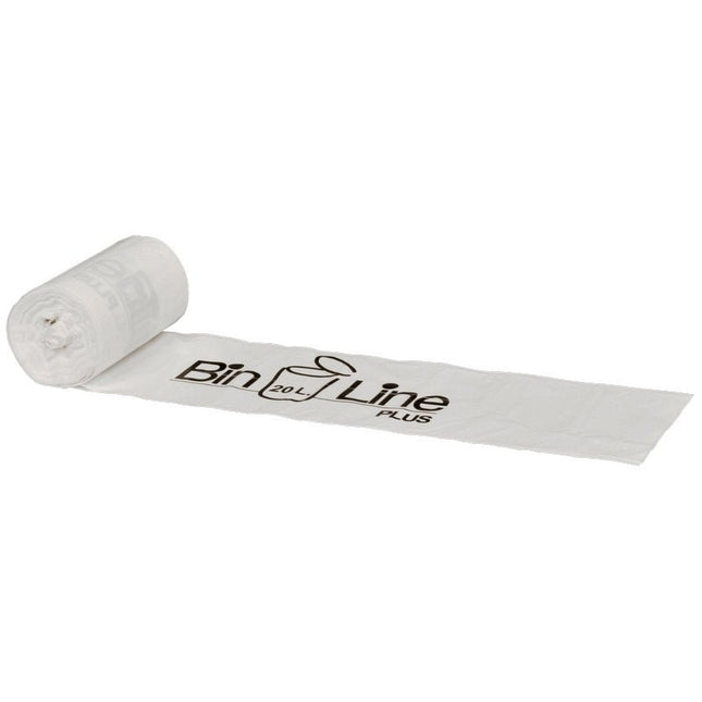 Bin Line Beutel Plus 20 L, 355x775 mm, 20 my LLDPE, Weiß    | Rolle (15 Beutel)