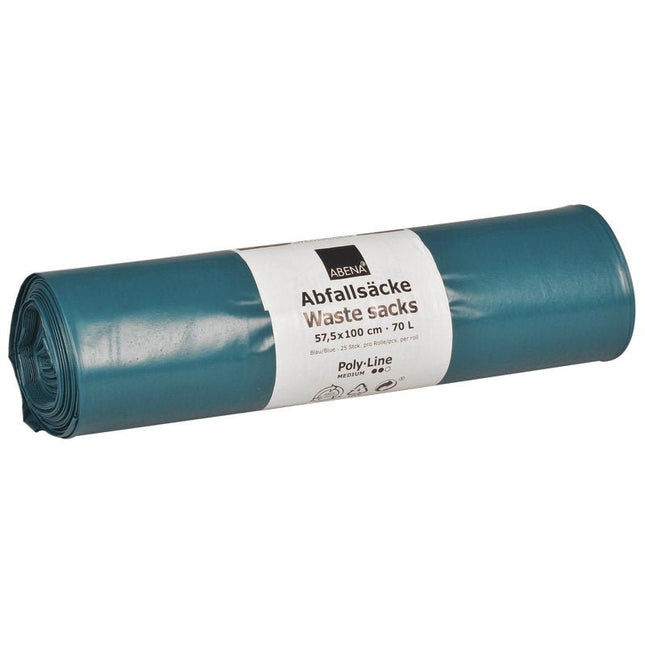 Abfallsäcke 70 L, 575x1000 mm, 48 my LDPE, Blau    | Rolle (25 Beutel)