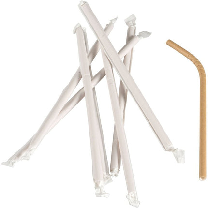 Trinkhalme Papier, Braun, 24 cm, ø 6 mm, einzelnd verpackt   | Packung (250 Stück)