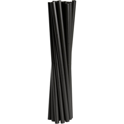 Mehrweg Trinkhalme, 24 cm, ø 8 mm, Schwarz, PP   | Packung (250 Stück)