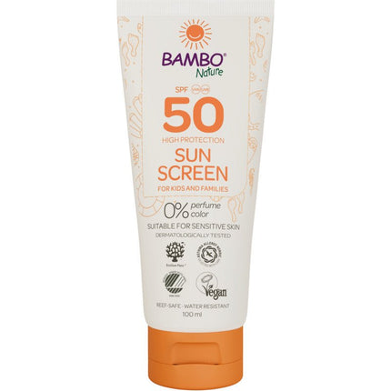 Bambo Nature, Sonnencreme, 100ml, LSF50, Farb- u. Parfümfrei  | Karton (6 Packungen)