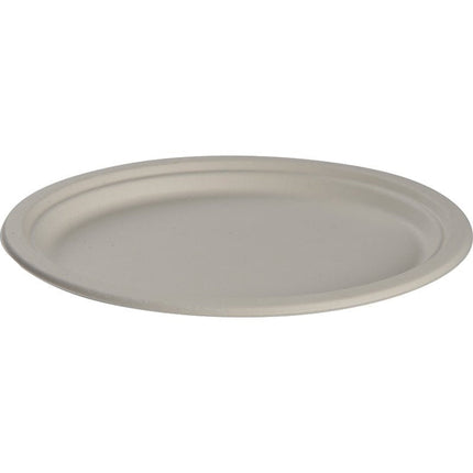 Teller, Oval, 20 x 26 cm, Bagasse, Weiß   | Packung (50 Stück)