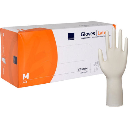 Latex-Handschuhe Classic, Puderfrei, Lang, Natur