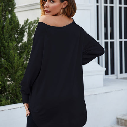 Oversize Knitted Jumper Top In Black
