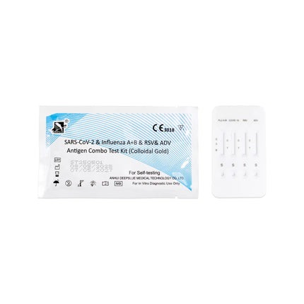 DeepBlue Combo 5in1 - Antigen Schnelltest – SARS-CoV-2, Influenza A+B, RSV & Adenovirus | Packung (1 Stück)