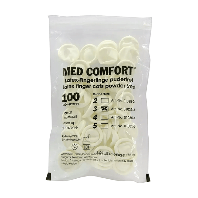 AMPri MED-COMFORT Latex Fingerlinge, verschiedene Größen | Beutel (100 Stück)