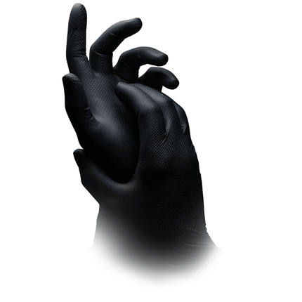 AMPri SolidSafety High Grip Black Nitril Chemikalienschutzhandschuhe Schwarz S - XXL